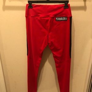 Red savage barbell pants